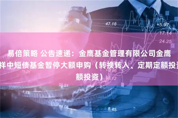 易倍策略 公告速递：金鹰基金管理有限公司金鹰添祥中短债基金暂停大额申购（转换转入、定期定额投资）